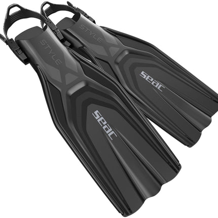 Seac Style Black Open Heel Diving Fins | Adjustable Strap