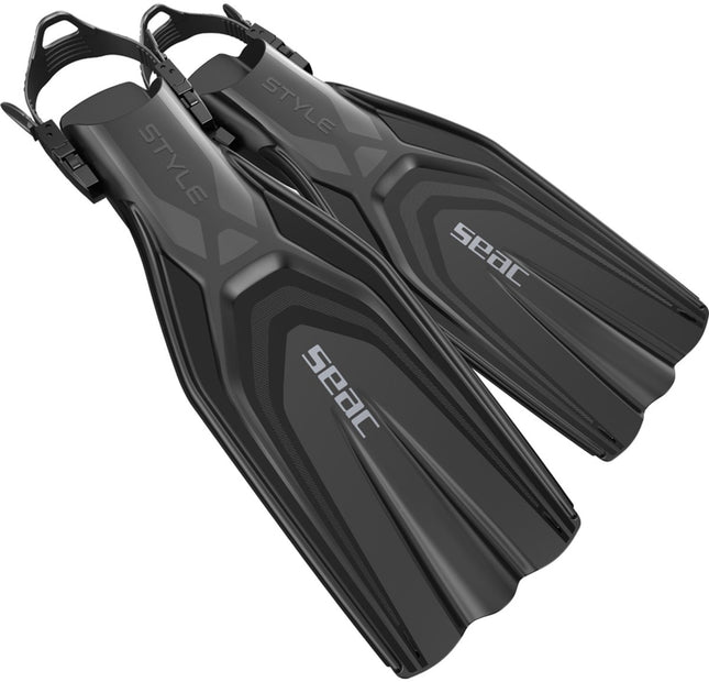 Seac Style Black Open Heel Diving Fins | Adjustable Strap