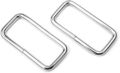 2 Pack Metal Rectangle Loop Buckles | Silver Webbing Strap Buckles for Bags