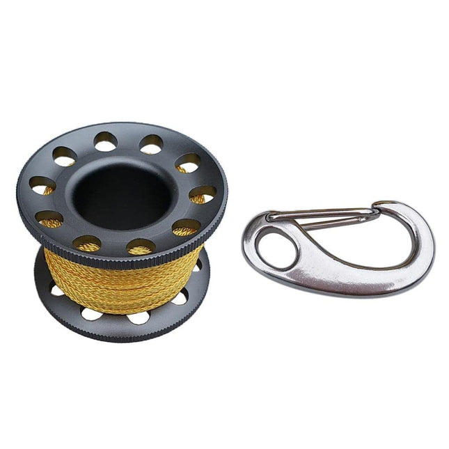 Aluminium Finger Spool 20m | Dive Reel with Snap Clip | Compact Scuba Spool
