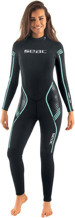 SEAC Feel Ultraflex 3mm Lady Wetsuit Black/Light Blue | Back Zip