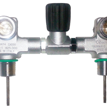 Beaver 300 Bar Twin 5.5" Manifold M25x2 EN-144-1 | Dual Outlet Valve | Nitrox Compatible