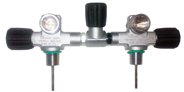 Beaver 300 Bar Twin 5.5" Manifold M25x2 EN-144-1 | Dual Outlet Valve | Nitrox Compatible