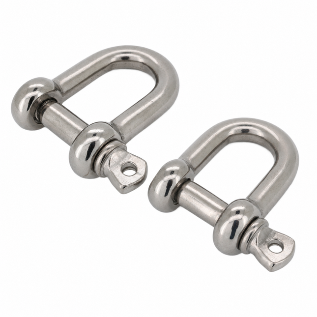 2 Pack 5mm Stainless Steel D Shackles | Marine & Dive Shackle with Pin