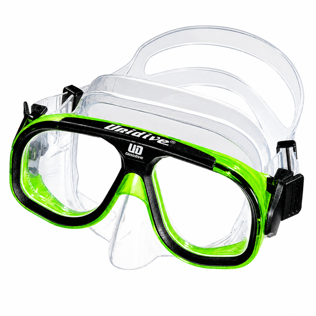 Unidive Small Green Diving Mask | Rounded Twin Lens