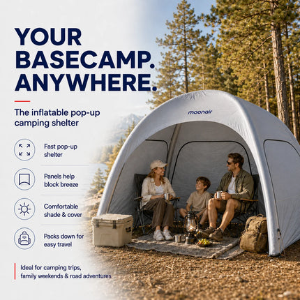 Frostfire Moonair 3m x 3m Inflatable Pop-Up Shelter | Beach Camping Gazebo with Side Panels