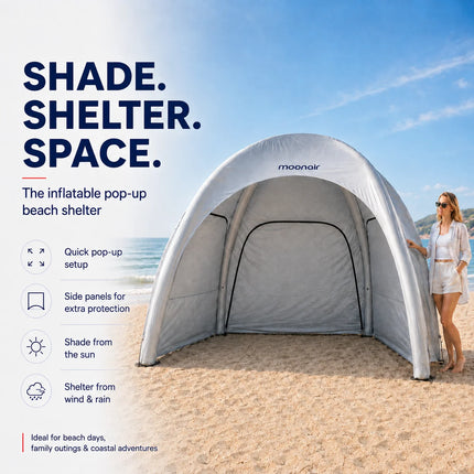Frostfire Moonair 3m x 3m Inflatable Pop-Up Shelter | Beach Camping Gazebo with Side Panels