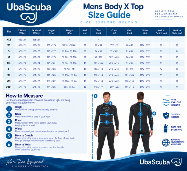 Waterproof BODY X Mens Undersuit Top | 285g PowerStretch Drysuit Thermal Base Layer
