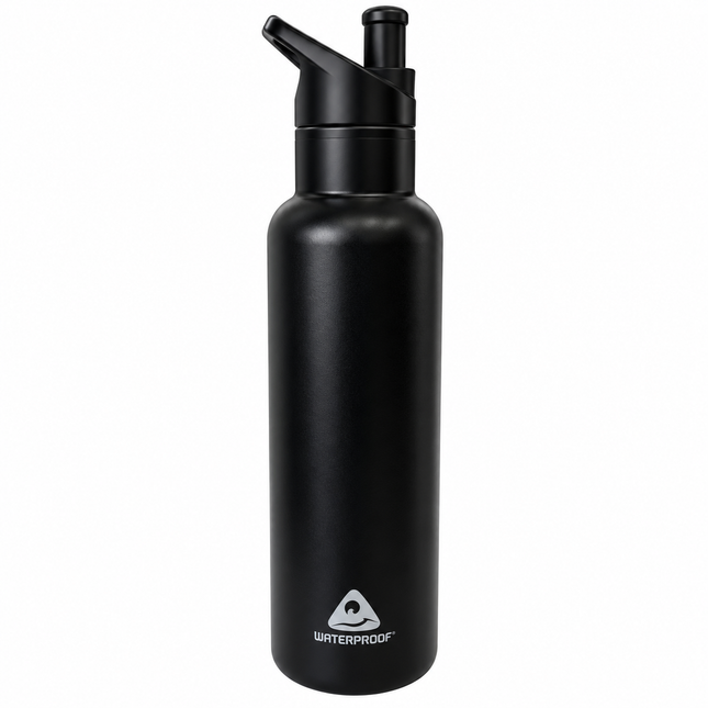 Waterproof 600ml Insulated Drinks Bottle | Double Wall Reusable Thermal Bottle Black