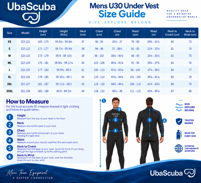 Waterproof U30 2mm Mens Undervest | Superstretch Neoprene Thermal Diving Vest