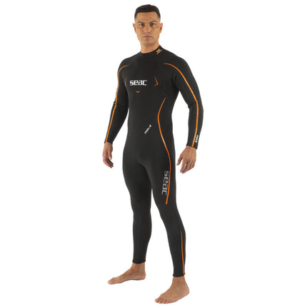 SEAC Feel-S Man 3mm Wetsuit Black/Orange | UltraStretch Back Zip