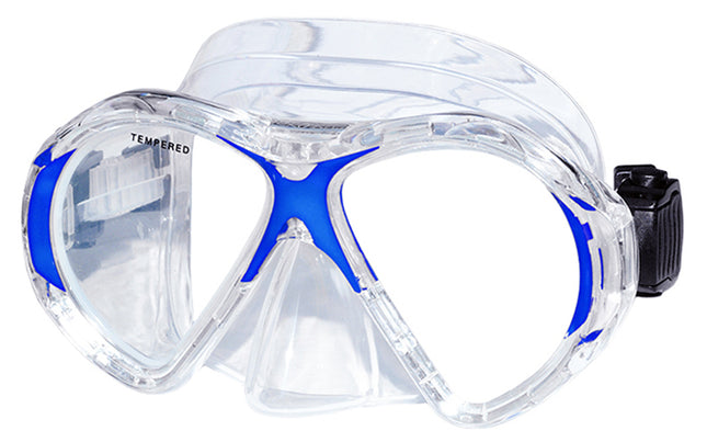 Blue Saekodive Avenger Mask | Twin Lens Clear Silicone | Easy Strap Adjust