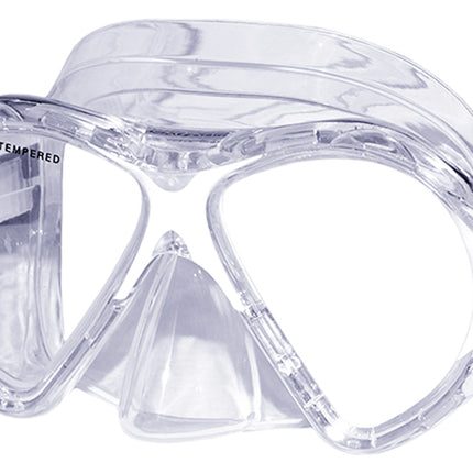 White Saekodive Avenger Mask | Twin Lens Clear Silicone | Easy Strap Adjust