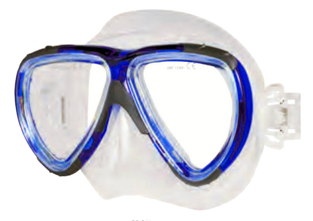 Blue/Clear Challenger Silicone Mask | Twin Lens | Adjustable Dive Mask