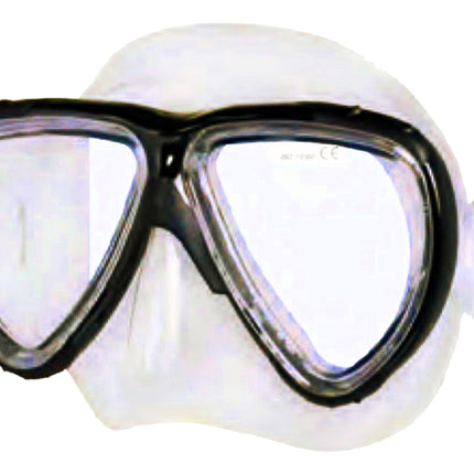 Black/Clear Challenger Silicone Mask | Twin Lens | Adjustable Dive Mask