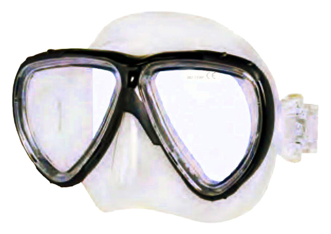 Black/Clear Challenger Silicone Mask | Twin Lens | Adjustable Dive Mask