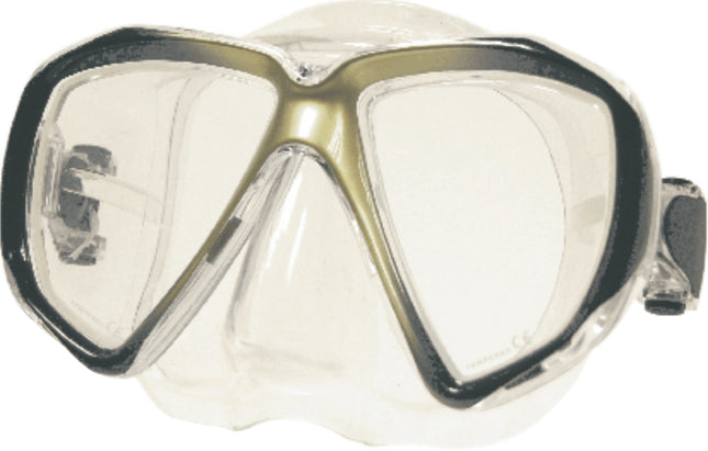 Yellow Focus Silicone Dive Mask | Twin Lens | Clear Skirt & Quick Strap