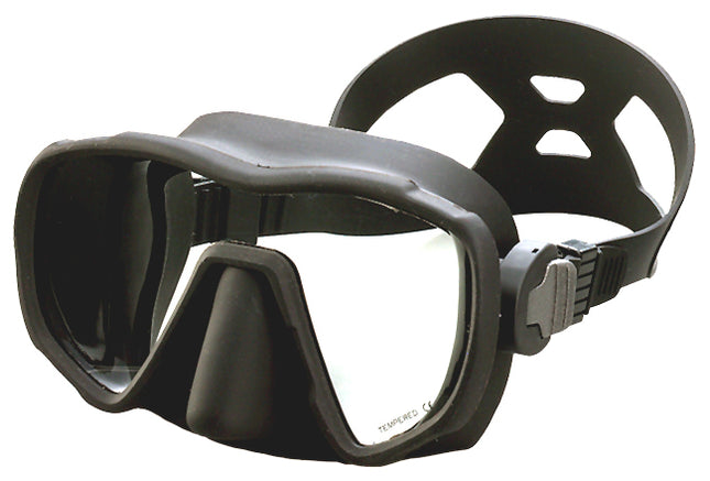 Phaser Frameless Silicone Dive Mask | Low Volume | Wide Vision Black