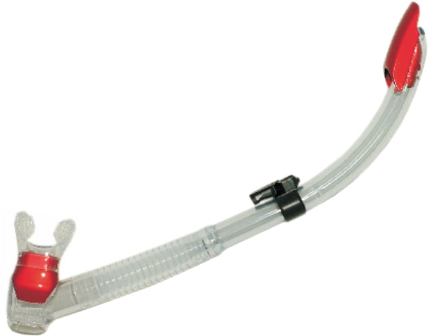 Red Atlantis Snorkel | Clear Silicone Snorkel with Splashguard & Purge Valve