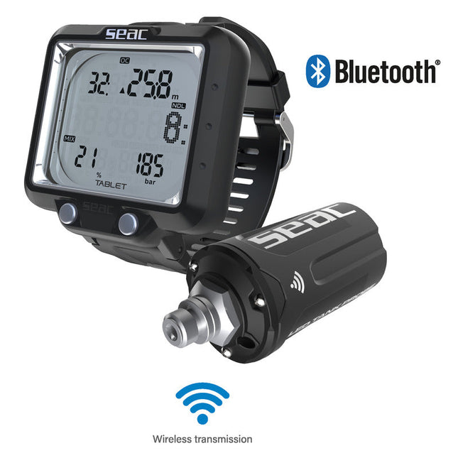 SEAC Tablet eLED Tank Probe Set Black Silver | Bluetooth Dive Computer Kit