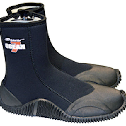 Ocean 7 Hard Sole Dive Boots 6.5mm | Scuba Boots with Zip & Fin Strap Support