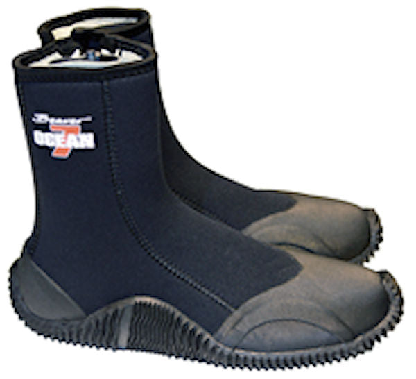 Ocean 7 Hard Sole Dive Boots 6.5mm | Scuba Boots with Zip & Fin Strap Support