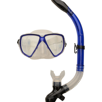 Typhoon Combo Set | Adult Snorkelling Mask & Semi-Dry Snorkel | Blue
