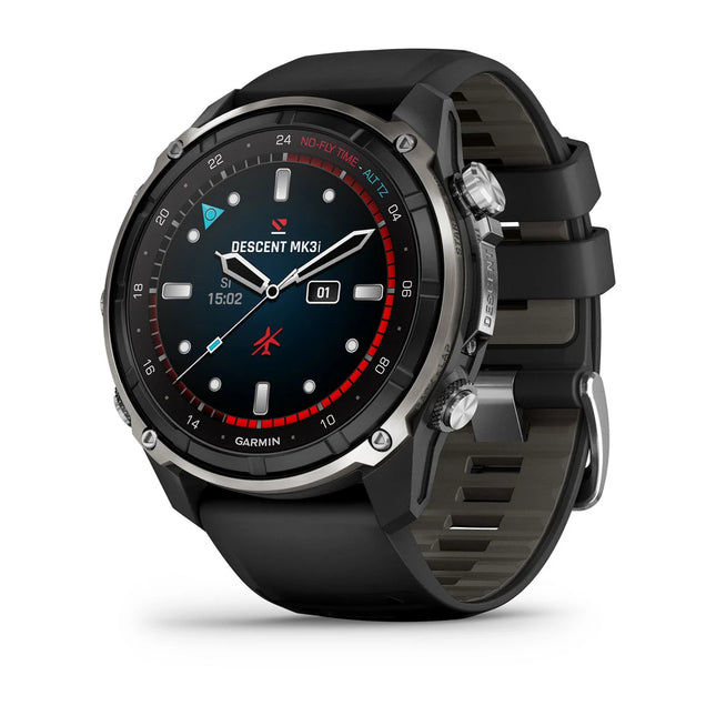 Garmin Descent Mk3i 51mm Silver & Black PVD Titanium & Black/Pebble Grey Silicone Band
