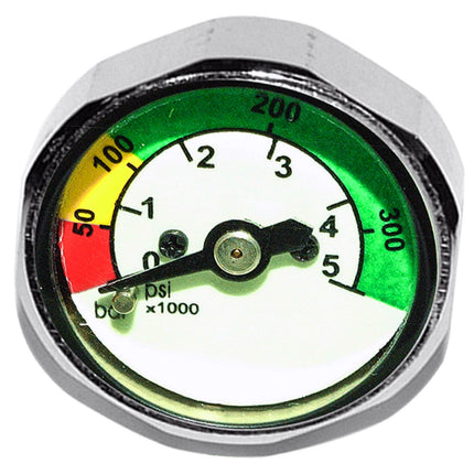 Mini Button SPG 300 Bar | First Stage Pressure Gauge 7/16" UNF Pony Cylinder
