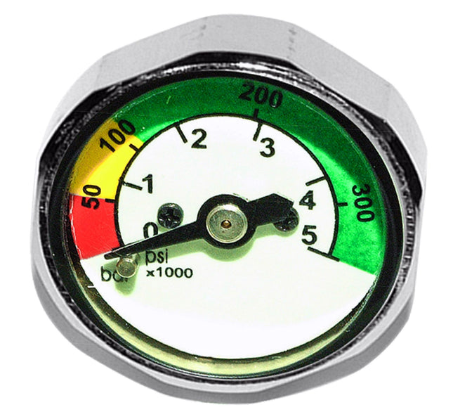 Mini Button SPG 300 Bar | First Stage Pressure Gauge 7/16" UNF Pony Cylinder
