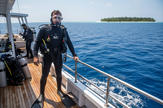 scuba diver on boat