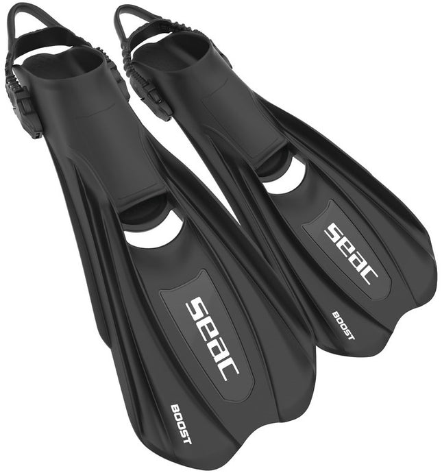 Seac Boost Black Full Foot Diving Fins | Lightweight Travel