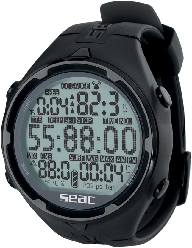 SEAC Action H.R. Dive Computer Black | Scuba & Freedive Watch 100m