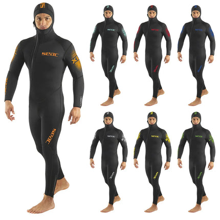 SEAC Liberty 7mm Mens Wetsuit | Hooded Front Zip Cold Water Dive Suit