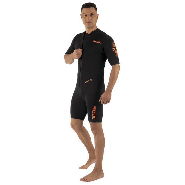 SEAC Liberty 3.5mm Mens Shorty Wetsuit | Front Zip Warm Water Dive Suit