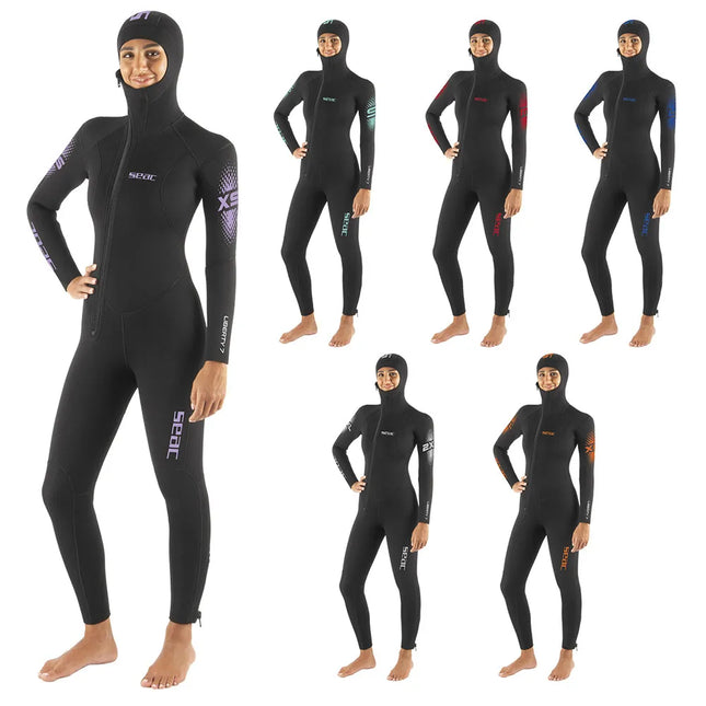 SEAC Liberty 7mm Womens Wetsuit | Hooded Front Zip Cold Water Dive Suit