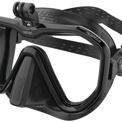 Seac Appeal Pro Asian Fit Mask Black | Action Camera Mount