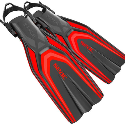 Seac Style Red Open Heel Diving Fins | Adjustable Strap