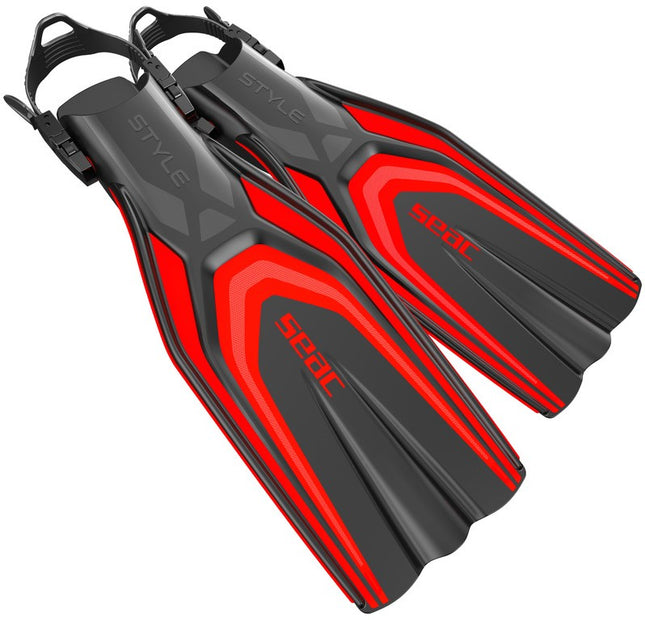 Seac Style Red Open Heel Diving Fins | Adjustable Strap