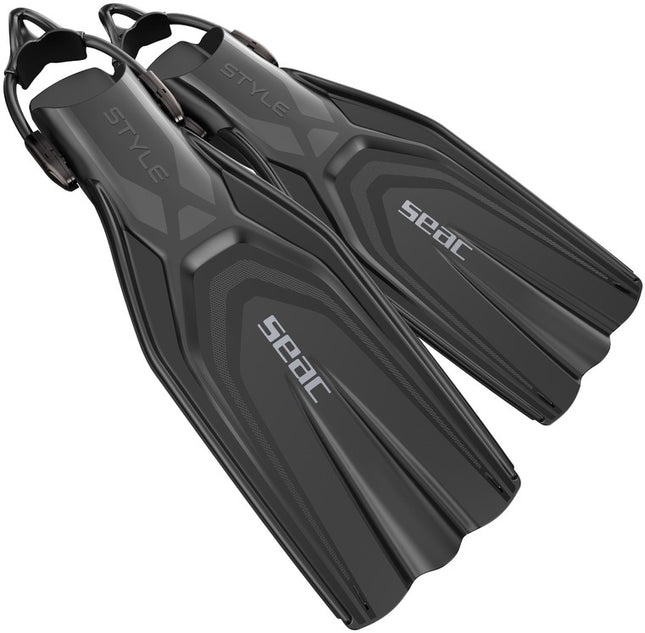 Seac Style-S Black Open Heel Fins | Sling Strap