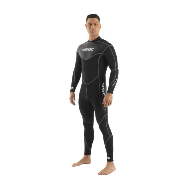 SEAC Sense Black 3mm Mens Wetsuit | Back Zip Temperate Water Suit