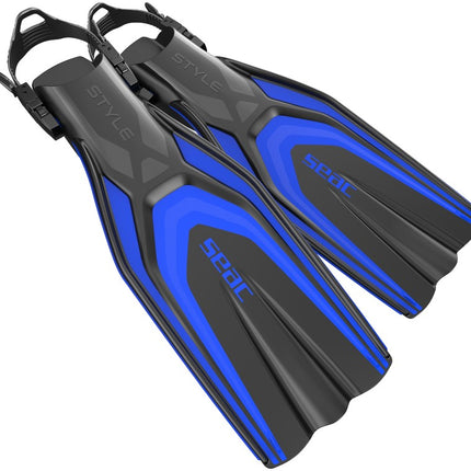 Seac Style Blue Open Heel Diving Fins | Adjustable Strap