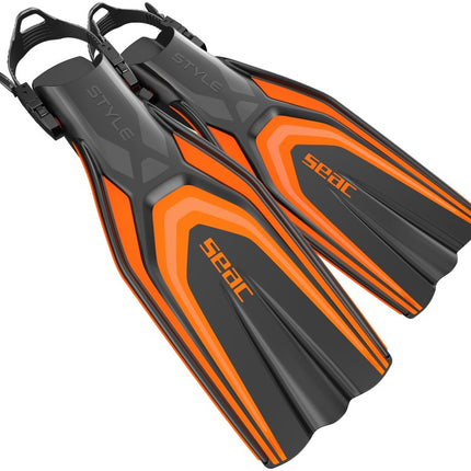 Seac Style Orange Open Heel Diving Fins | Adjustable Strap