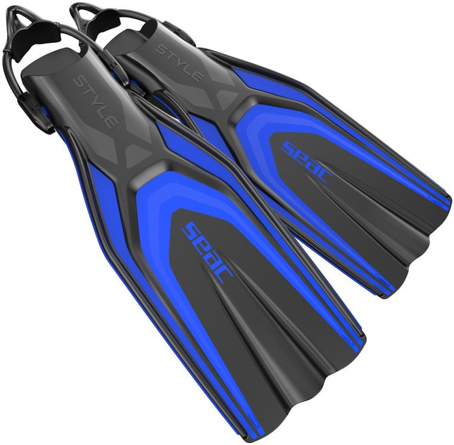 Seac Style-S Blue Diving Fins | Sling Strap Made in Italy