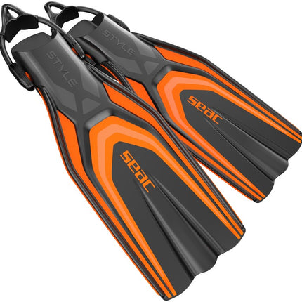 Seac Orange Style-S Open Heel Fins | Self-Adjusting Sling Strap