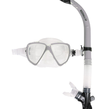 Typhoon Combo Set | Adult Snorkelling Mask & Semi-Dry Snorkel | Silver