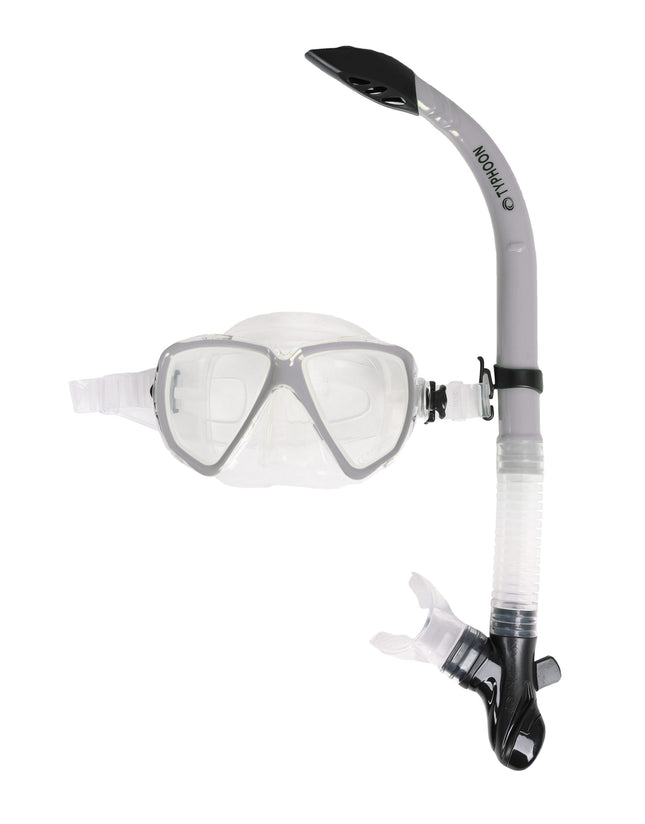 Typhoon Combo Set | Adult Snorkelling Mask & Semi-Dry Snorkel | Silver